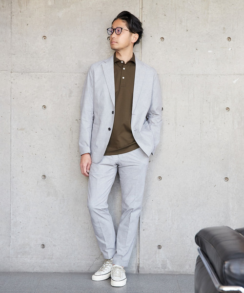 MEN'S MELROSE（メンズメルローズ）の「プリントテックサッカーイージージャケット(セットアップ可)（テーラードジャケット・メンズ・チャコールグレー/ライトグレー/ベージュ/ネイビー・3/4/5）」の17枚目の写真