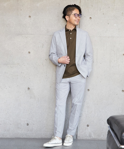 MEN'S MELROSE（メンズメルローズ）の「プリントテックサッカーイージージャケット(セットアップ可)（テーラードジャケット・メンズ・チャコールグレー/ライトグレー/ベージュ/ネイビー・3/4/5）」の18枚目の写真