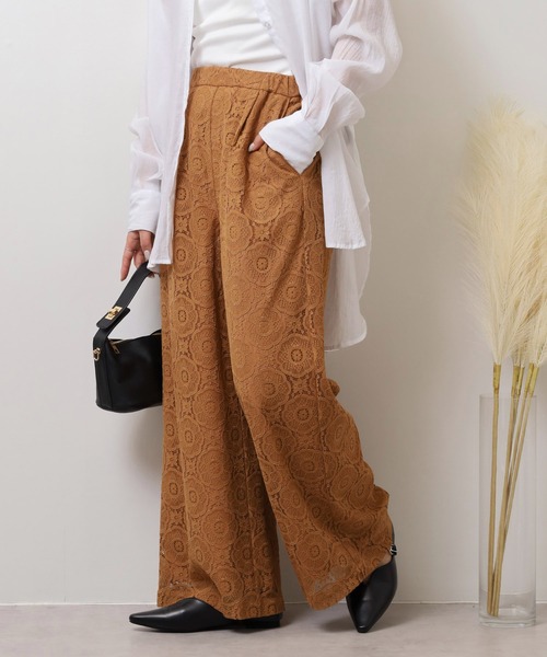 EGLANTINE(エグランティーヌ)の「EGLANTINE 総レースパンツ(その他パンツ・レディース・カーキ/ブラック/オフホワイト/キャメル・40)」の13枚目の写真