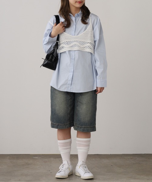 ROOPTOKYO(ループトウキョウ)の「ヴィンテージ風 ダブルニー デニムハーフパンツ(デニムパンツ・レディース・ブルー・FREE)」の13枚目の写真