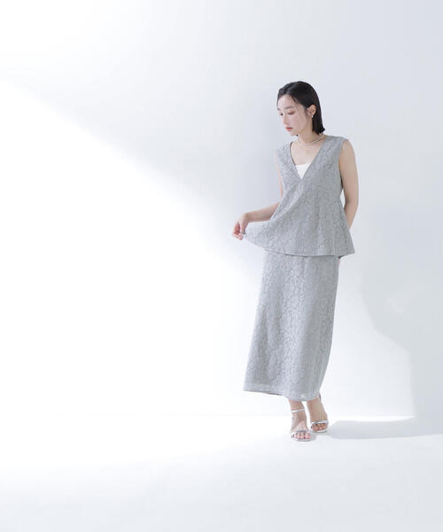 ナチュラルビューティー　 ペプラムデザイン ワンピース NATURAL BEAUTY BASIC ワンピース ペプラムレースセットアップ