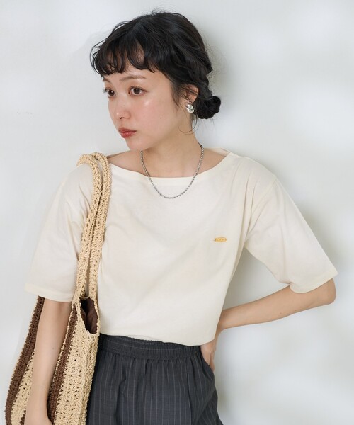 FREAK'S STORE(フリークスストア)の「ゴールドプレート 5分袖Tシャツ/半袖Tシャツ(Tシャツ/カットソー・レディース・オフホワイト/グレー/ブラック・フリ-)」の7枚目の写真