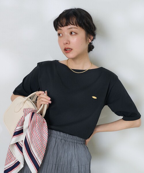 FREAK'S STORE(フリークスストア)の「ゴールドプレート 5分袖Tシャツ/半袖Tシャツ(Tシャツ/カットソー・レディース・オフホワイト/グレー/ブラック・フリ-)」の16枚目の写真