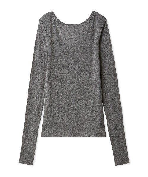 Mila Owen（ミラオーウェン）の「ウール混ボートネック後ろあきシアーロンT（Tシャツ/カットソー・レディース・ホワイト/イエロー/グレー/ブルー・0/1）」の2枚目の写真