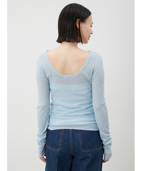 Mila Owen（ミラオーウェン）の「ウール混ボートネック後ろあきシアーロンT（Tシャツ/カットソー・レディース・ホワイト/イエロー/グレー/ブルー・0/1）」の15枚目の写真