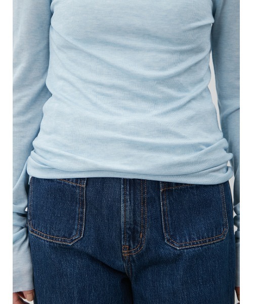 Mila Owen（ミラオーウェン）の「ウール混ボートネック後ろあきシアーロンT（Tシャツ/カットソー・レディース・ホワイト/イエロー/グレー/ブルー・0/1）」の18枚目の写真