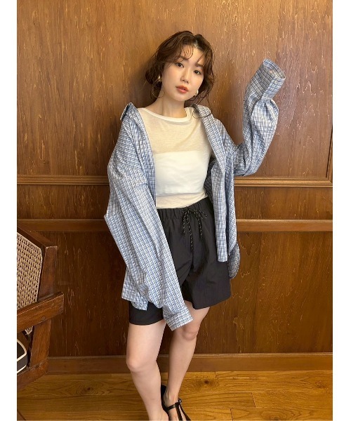 Mila Owen（ミラオーウェン）の「ウール混ボートネック後ろあきシアーロンT（Tシャツ/カットソー・レディース・ホワイト/イエロー/グレー/ブルー・0/1）」の11枚目の写真