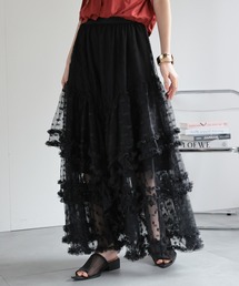 CREARE -LINO-（クレアーレリノ）の「〈レディース商品〉フラワーチュールティアードスカート（スカート）」