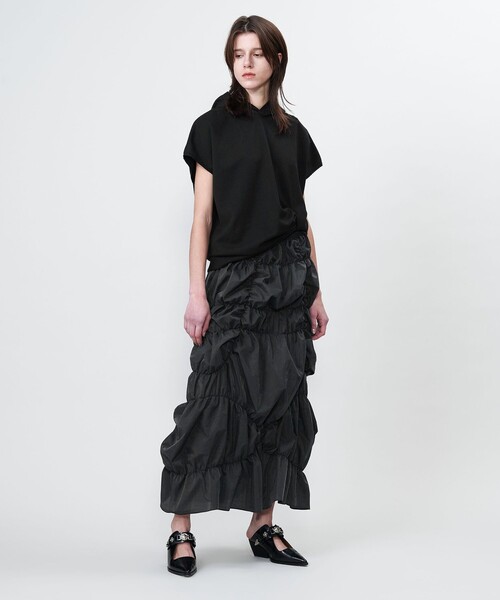 ASTRAET(アストラット)の「<ASTRAET>タフタ シャーリング ロングスカート(スカート・レディース・ブラック・0/1)」の4枚目の写真