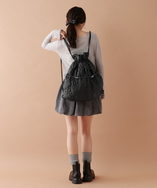 tiny tiny（ティニーティニー）の「ドロスト ナップサック[tiny tiny(ティニーティニー)]（バックパック/リュック・レディース・グリーン/アイボリー/ブラック/ブラック系その他/レオパード/ホワイト/その他/グレー系その他/ブラウン系その他/ホワイト系その他/ブラック系その他2/ブルー系その他/ブラック系その他3/ホワイト系その他2・0）」の20枚目の写真