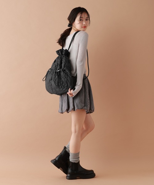 tiny tiny（ティニーティニー）の「ドロスト ナップサック[tiny tiny(ティニーティニー)]（バックパック/リュック・レディース・グリーン/アイボリー/ブラック/ブラック系その他/レオパード/ホワイト/その他/グレー系その他/ブラウン系その他/ホワイト系その他/ブラック系その他2/ブルー系その他/ブラック系その他3/ホワイト系その他2・0）」の21枚目の写真