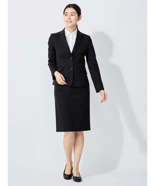 Perfect Suit FActory(パーフェクトスーツファクトリー)の「シルク混リクルートスーツ<撥水・撥油>テーラードジャケット 無地 ブラック(スーツジャケット・レディース・ブラック・13号/11号/9号/7号)」の13枚目の写真