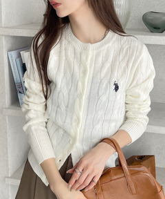 2024ss⭐︎即完売⭐︎ラルフローレン⭐︎ケーブルニットショートスリーブカーディガン ケーブルニット コットン ショートスリーブ カーディガン