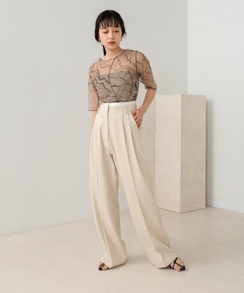 Bab(バブ)の「前後2WAYマーブルシアーメッシュトップス(Tシャツ/カットソー・レディース・アイボリー/ベージュ/モカ・FREE)」の12枚目の写真