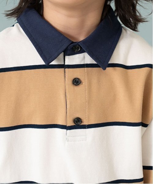 and D. petit main（アンドディープティマイン）の「【親子リンク】Kids衿つきラガー半T（Tシャツ/カットソー・キッズ・ベージュ/ネイビー/オフホワイト・110cm/120cm/90cm/150cm/140cm/100cm/130cm）」の15枚目の写真