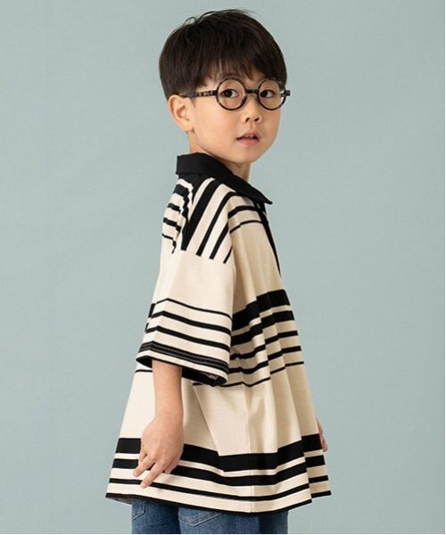 and D. petit main（アンドディープティマイン）の「【親子リンク】Kids衿つきラガー半T（Tシャツ/カットソー・キッズ・ベージュ/ネイビー/オフホワイト・110cm/120cm/90cm/150cm/140cm/100cm/130cm）」の16枚目の写真