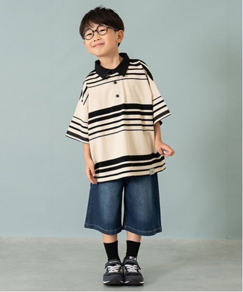 and D. petit main（アンドディープティマイン）の「【親子リンク】Kids衿つきラガー半T（Tシャツ/カットソー・キッズ・ベージュ/ネイビー/オフホワイト・110cm/120cm/90cm/150cm/140cm/100cm/130cm）」の18枚目の写真