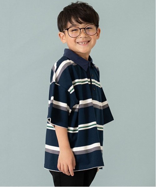 and D. petit main（アンドディープティマイン）の「【親子リンク】Kids衿つきラガー半T（Tシャツ/カットソー・キッズ・ベージュ/ネイビー/オフホワイト・110cm/120cm/90cm/150cm/140cm/100cm/130cm）」の19枚目の写真