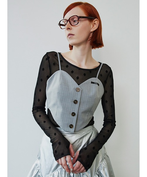 ★韓国人気★DRYROSE★RIBBON PARACHUTE PT TR Tropical Big Ribbon Bustier（ベアトップ/ビスチェ）｜SORIN