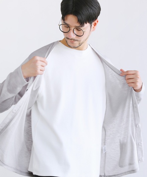 LIL VENDARS(リルヴェンダース)の「NEVER TRスラブ入りエアリーニットサマーカーディガン(カーディガン/ボレロ・メンズ・グレー/ライトイエロー/ブラック/カーキ/ネイビー/ブルー系・M/L/XL)」の14枚目の写真