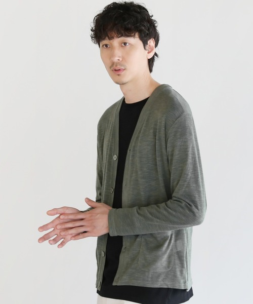 LIL VENDARS(リルヴェンダース)の「NEVER TRスラブ入りエアリーニットサマーカーディガン(カーディガン/ボレロ・メンズ・グレー/ライトイエロー/ブラック/カーキ/ネイビー/ブルー系・M/L/XL)」の20枚目の写真