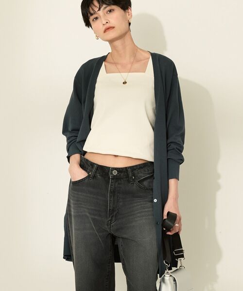 AMERICAN HOLIC(アメリカンホリック)の「ウォッシャブル Vネックロングカーディガン(カーディガン/ボレロ・レディース・ネイビー/ライトベージュ/ブラック・FREE)」の7枚目の写真
