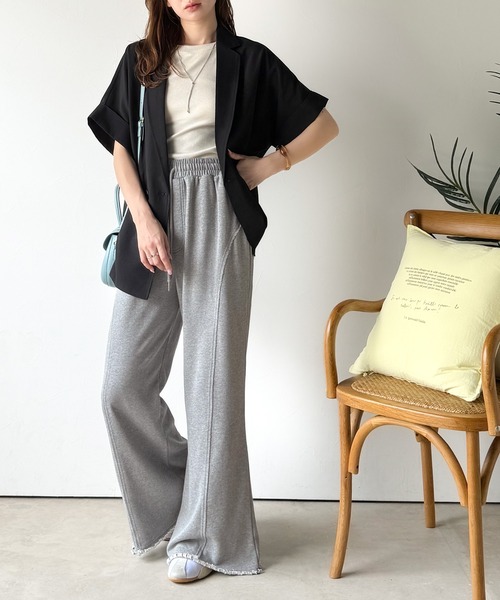 Java（ジャバ）の「《JaVaジャバコラボ》ディティールで差が付く。裾クラッシュ裏毛美脚フレアパンツ（スウェットパンツ・レディース・オートミール/ブラック/杢グレー・LARGE/MEDIUM/SMALL/X-LARGE）」の5枚目の写真