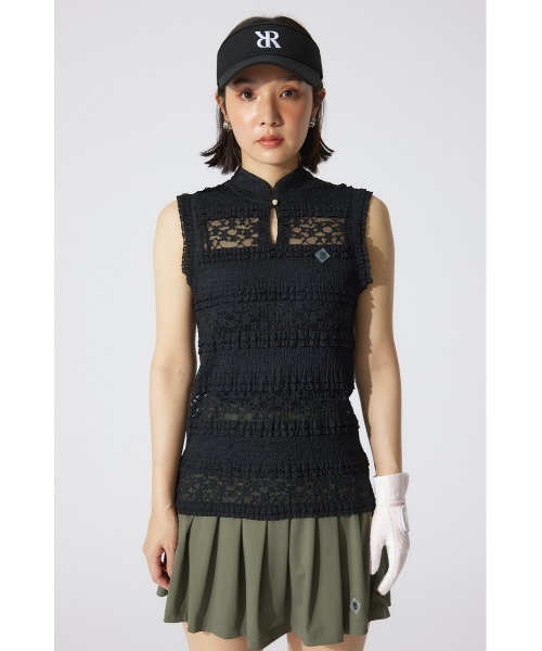 tシャツ 「RIENDA GOLF」カットレーストップス 夏服 ノースリーブトップス レディース RIENDA GOLF tシャツ 「RIENDA GOLF」カットレーストップス 夏服