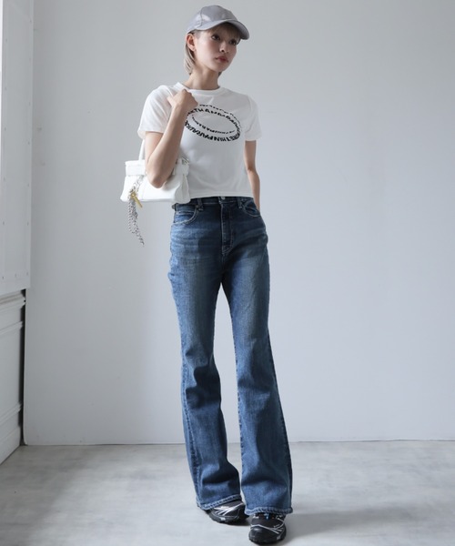 Ulysses(ユリシス)の「ロゴプリントクロップドTシャツ(Tシャツ/カットソー・レディース・ブラック/ホワイト・F)」の3枚目の写真