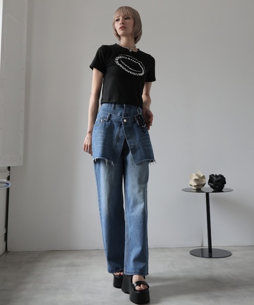 Ulysses(ユリシス)の「ロゴプリントクロップドTシャツ(Tシャツ/カットソー・レディース・ブラック/ホワイト・F)」の4枚目の写真