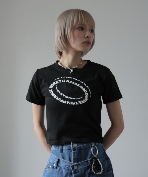Ulysses(ユリシス)の「ロゴプリントクロップドTシャツ(Tシャツ/カットソー・レディース・ブラック/ホワイト・F)」の10枚目の写真