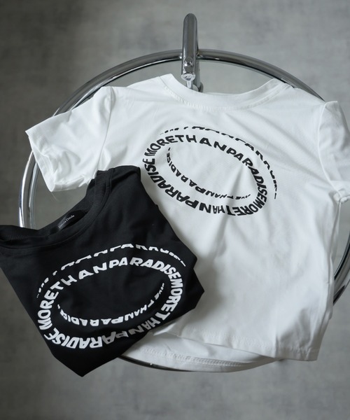Ulysses(ユリシス)の「ロゴプリントクロップドTシャツ(Tシャツ/カットソー・レディース・ブラック/ホワイト・F)」の5枚目の写真