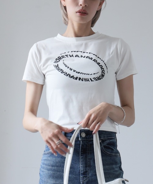 Ulysses(ユリシス)の「ロゴプリントクロップドTシャツ(Tシャツ/カットソー・レディース・ブラック/ホワイト・F)」の17枚目の写真