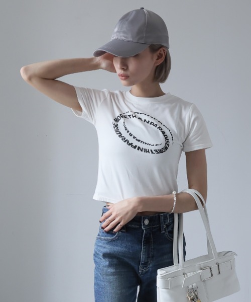 Ulysses(ユリシス)の「ロゴプリントクロップドTシャツ(Tシャツ/カットソー・レディース・ブラック/ホワイト・F)」の18枚目の写真