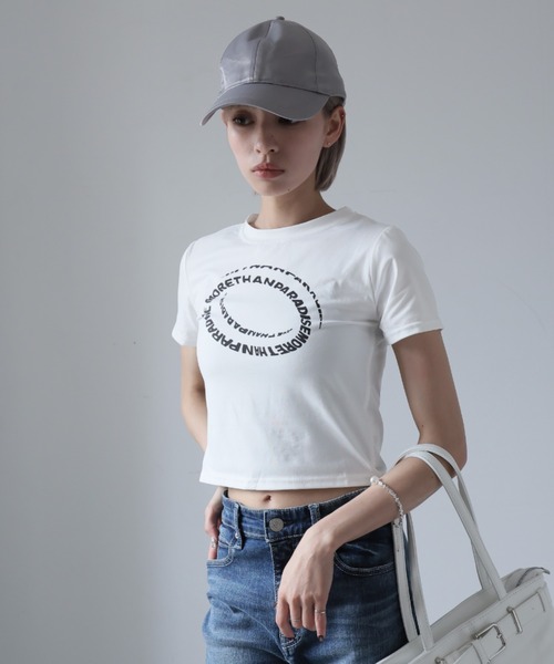 Ulysses(ユリシス)の「ロゴプリントクロップドTシャツ(Tシャツ/カットソー・レディース・ブラック/ホワイト・F)」の20枚目の写真