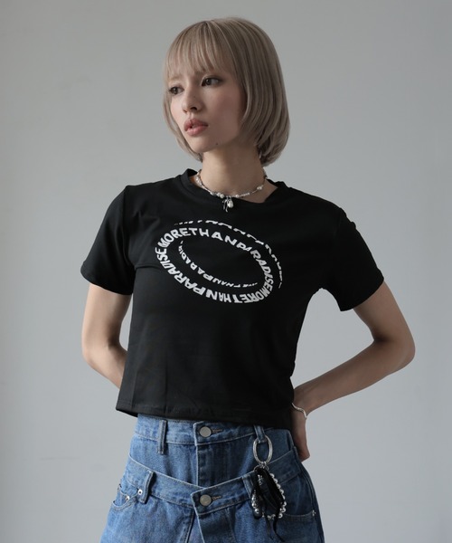 Ulysses(ユリシス)の「ロゴプリントクロップドTシャツ(Tシャツ/カットソー・レディース・ブラック/ホワイト・F)」の12枚目の写真