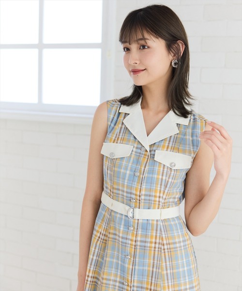 REDYAZEL（レディアゼル）の「バイカラーチェックノースリーブ