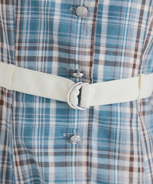 REDYAZEL(レディアゼル)の「バイカラーチェックノースリーブシャツワンピース(ワンピース・レディース・ブラック/サックスブルー/ブルー・FREE)」の22枚目の写真