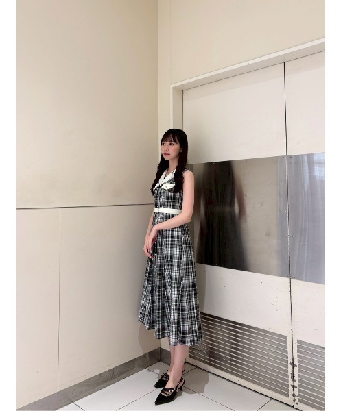 バイカラーチェックノースリーブシャツワンピース（ワンピース