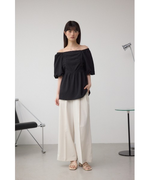 AZUL by moussy(アズールバイマウジー)の「2WAYペプラムギャザーブラウス(シャツ/ブラウス・レディース・アイボリー/ブラック・FREE)」の15枚目の写真
