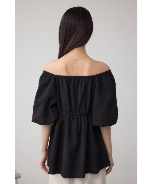 ALEGRE ペプラムギャザーブラウス ネイビー 半袖 ALEGRE]ペプラムギャザーブラウス | KOBUNSHA SELECT SHOP