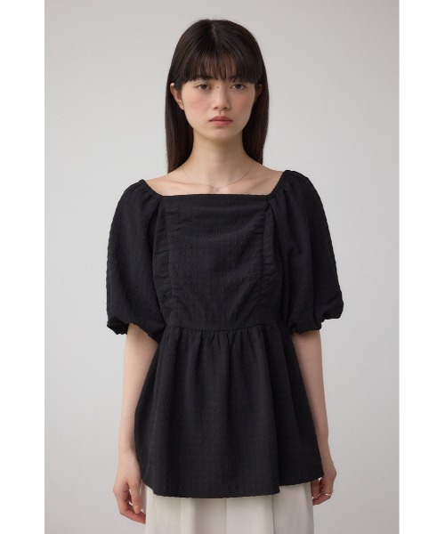 AZUL by moussy(アズールバイマウジー)の「2WAYペプラムギャザーブラウス(シャツ/ブラウス・レディース・アイボリー/ブラック・FREE)」の6枚目の写真