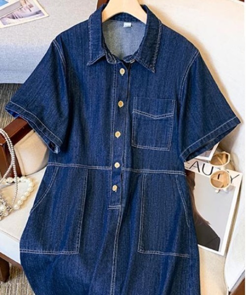 FAVORITO(ファヴォリート)の「ショートデニムワンピース(ワンピース・レディース・ダークブルー/ライトブルー・XL/L/M/S)」の22枚目の写真