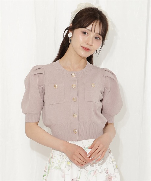 WILLSELECTION（ウィルセレクション）の「ポケットデザインパフカーディガン（カーディガン/ボレロ・レディース・ネイビー/ピンク/オフホワイト/サックスブルー/レッド・FREE）」の4枚目の写真