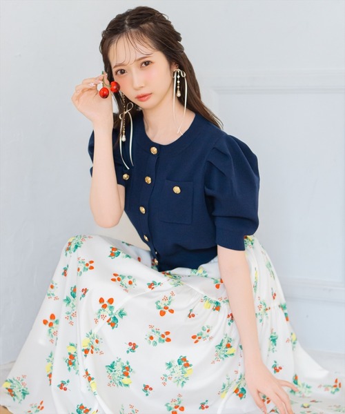 WILLSELECTION（ウィルセレクション）の「ポケットデザインパフカーディガン（カーディガン/ボレロ・レディース・ネイビー/ピンク/オフホワイト/サックスブルー/レッド・FREE）」の8枚目の写真