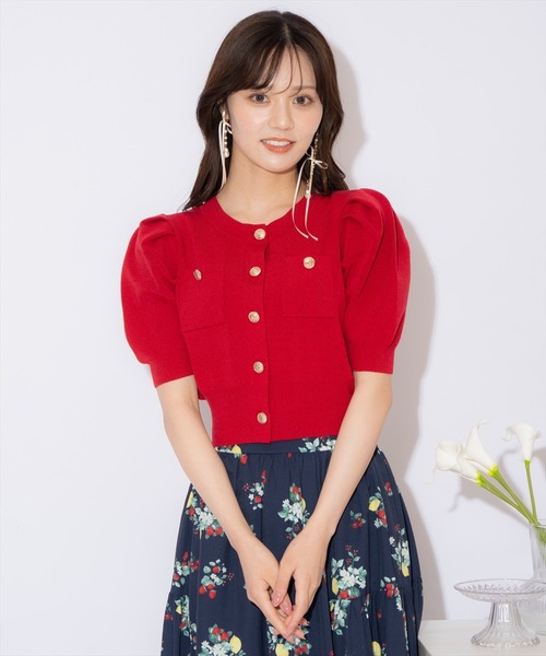 WILLSELECTION（ウィルセレクション）の「ポケットデザインパフカーディガン（カーディガン/ボレロ・レディース・ネイビー/ピンク/オフホワイト/サックスブルー/レッド・FREE）」の11枚目の写真