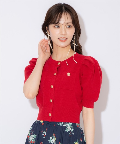 WILLSELECTION（ウィルセレクション）の「ポケットデザインパフカーディガン（カーディガン/ボレロ・レディース・ネイビー/ピンク/オフホワイト/サックスブルー/レッド・FREE）」の13枚目の写真