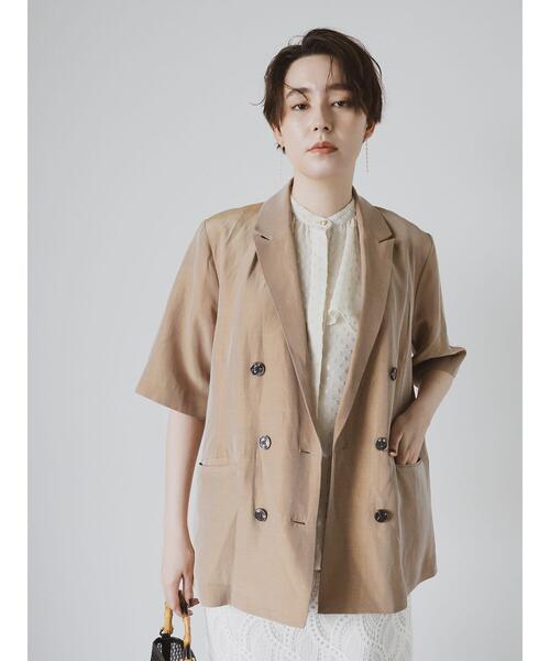 Te chichi CLASSIC（テチチクラシック）の「【JAPAN FABRIC】箔ドットジャガードラッフルヨークブラウス《2025summer catalog item》（シャツ/ブラウス・レディース・ベージュ・F）」の5枚目の写真