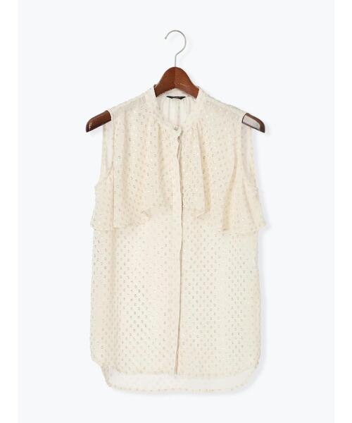 Te chichi CLASSIC（テチチクラシック）の「【JAPAN FABRIC】箔ドットジャガードラッフルヨークブラウス《2025summer catalog item》（シャツ/ブラウス・レディース・ベージュ・F）」の10枚目の写真