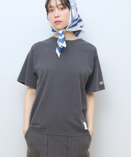 DISCUS(ディスカス)の「Discus パウダーブリーチ加工Tシャツ(Tシャツ/カットソー・レディース・その他6/アイボリー/チャコールグレー/ブルー/ピンク・FREE)」の7枚目の写真